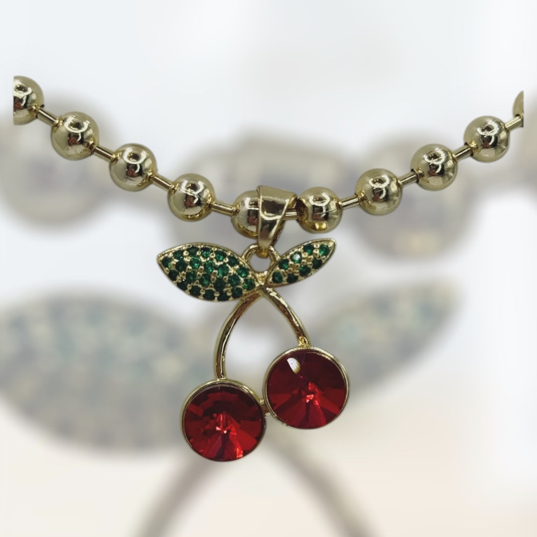 Cadena con cherry laminada 14k size 17
