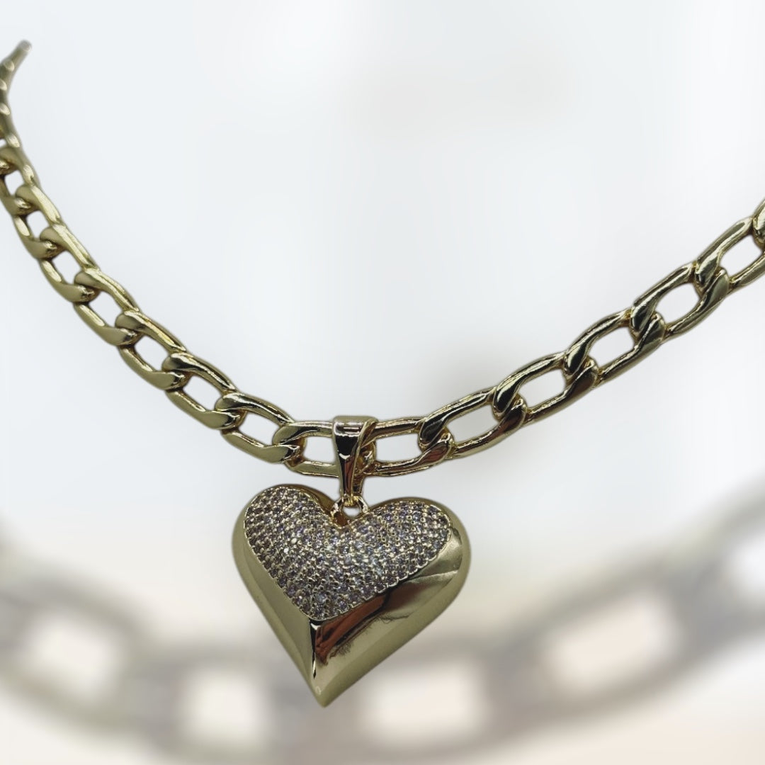 Cadena con corazón laminada 14k cadena size 18