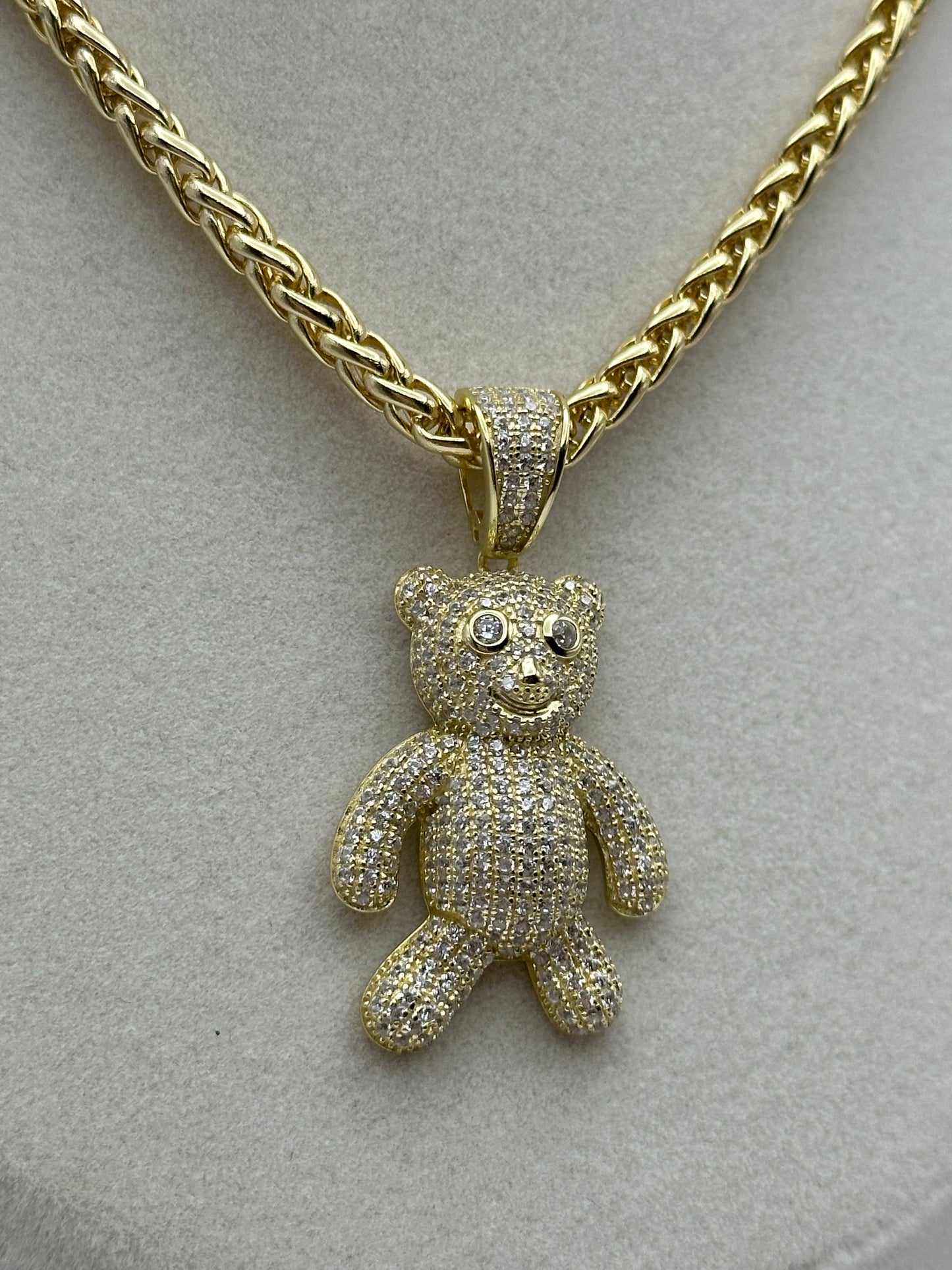 Cadena en oro laminado y oso en plata 925 laminado 14k