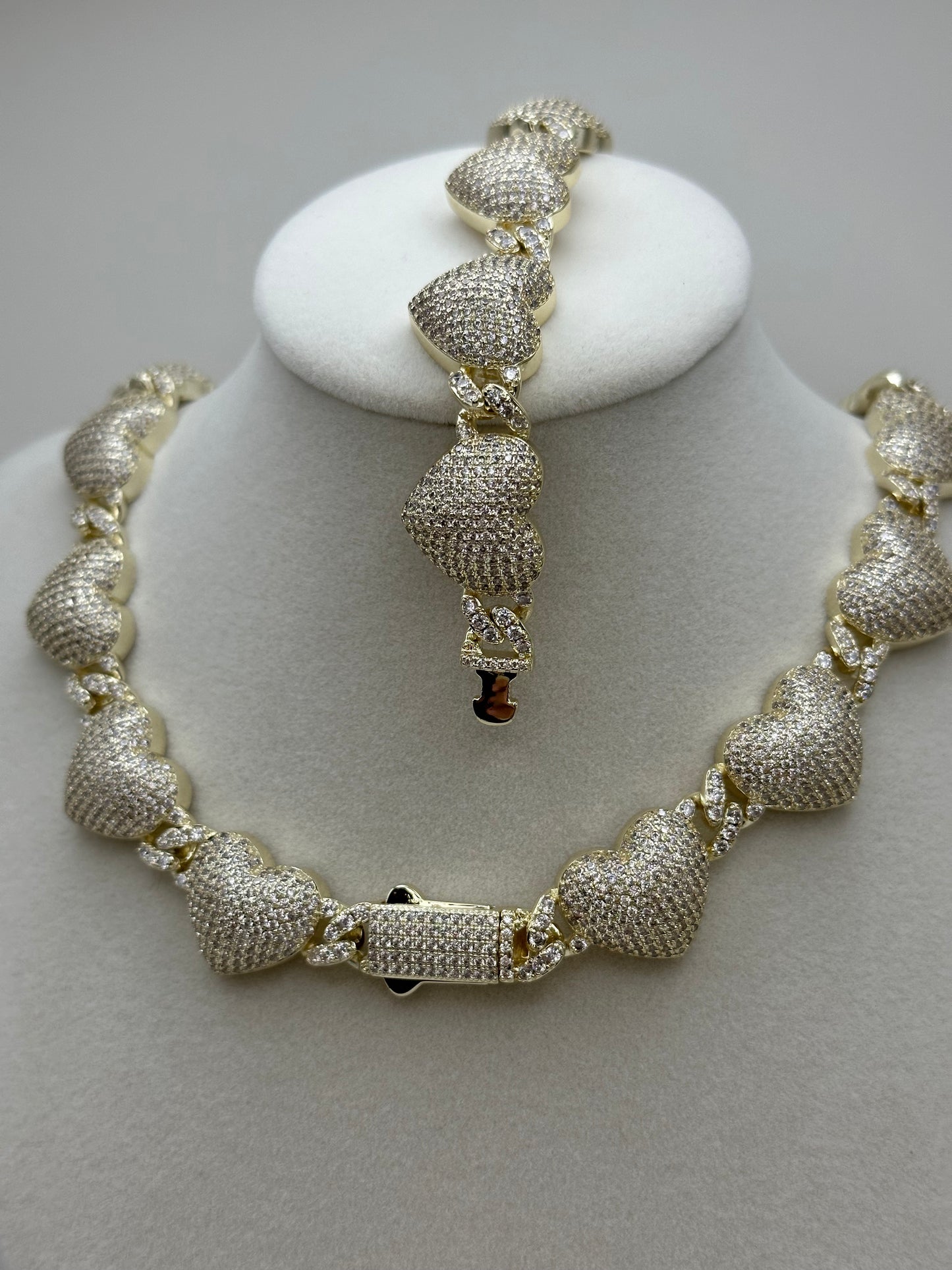 Set de corazón, Brass laminado en oro14k