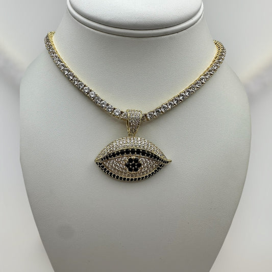 Tenis con ojo laminado 14k size 16