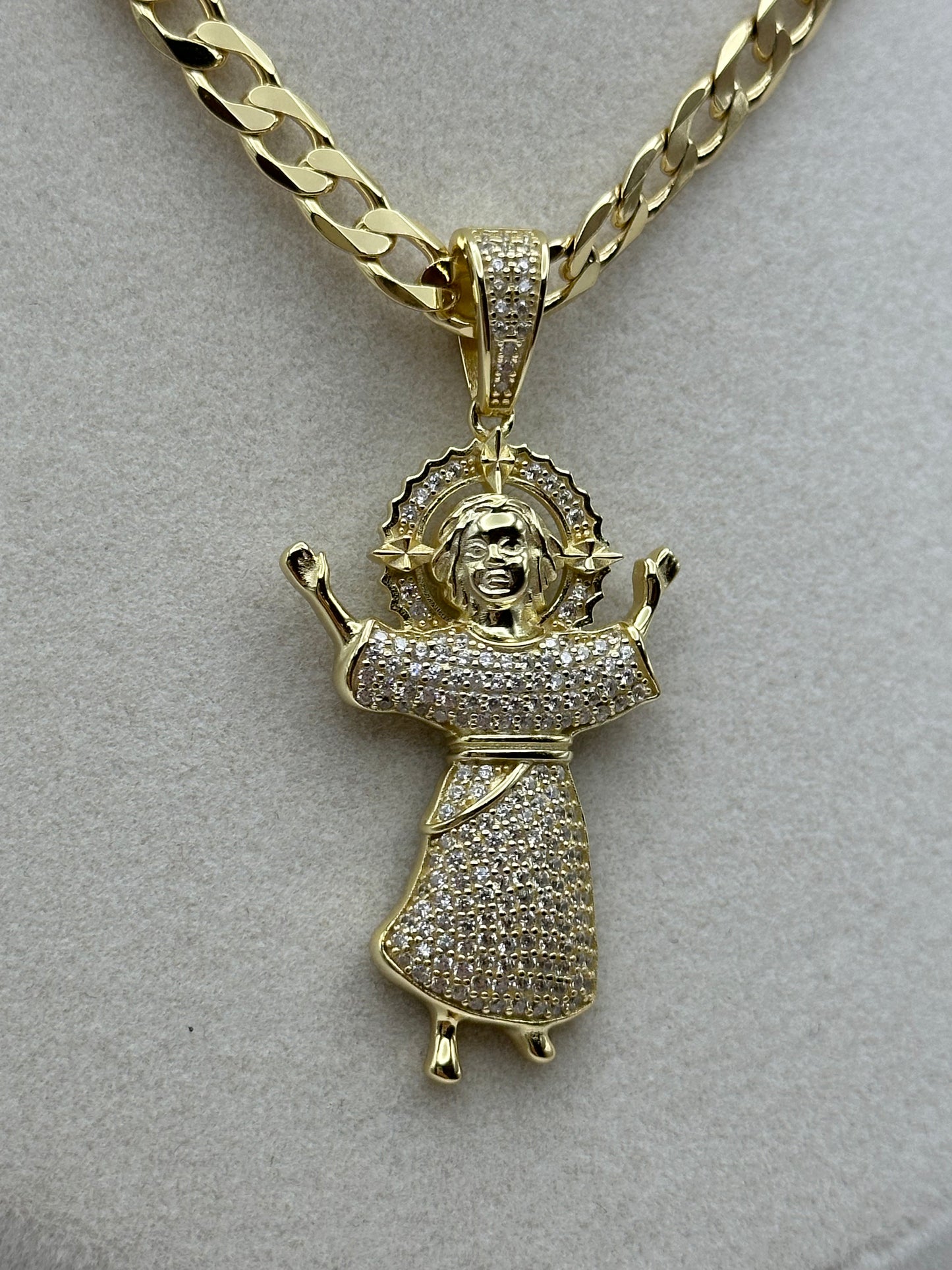 Oro laminado y divino niño en plata 925 laminado 14k