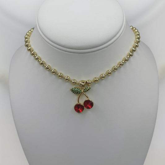 Cadena con cherry laminada 14k size 17