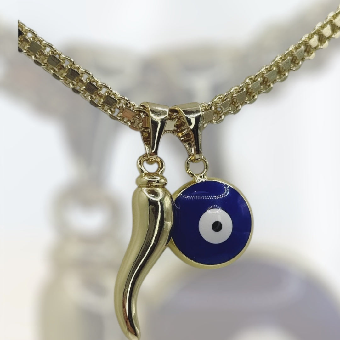 Collar de protección laminado 14k , cadena size 18