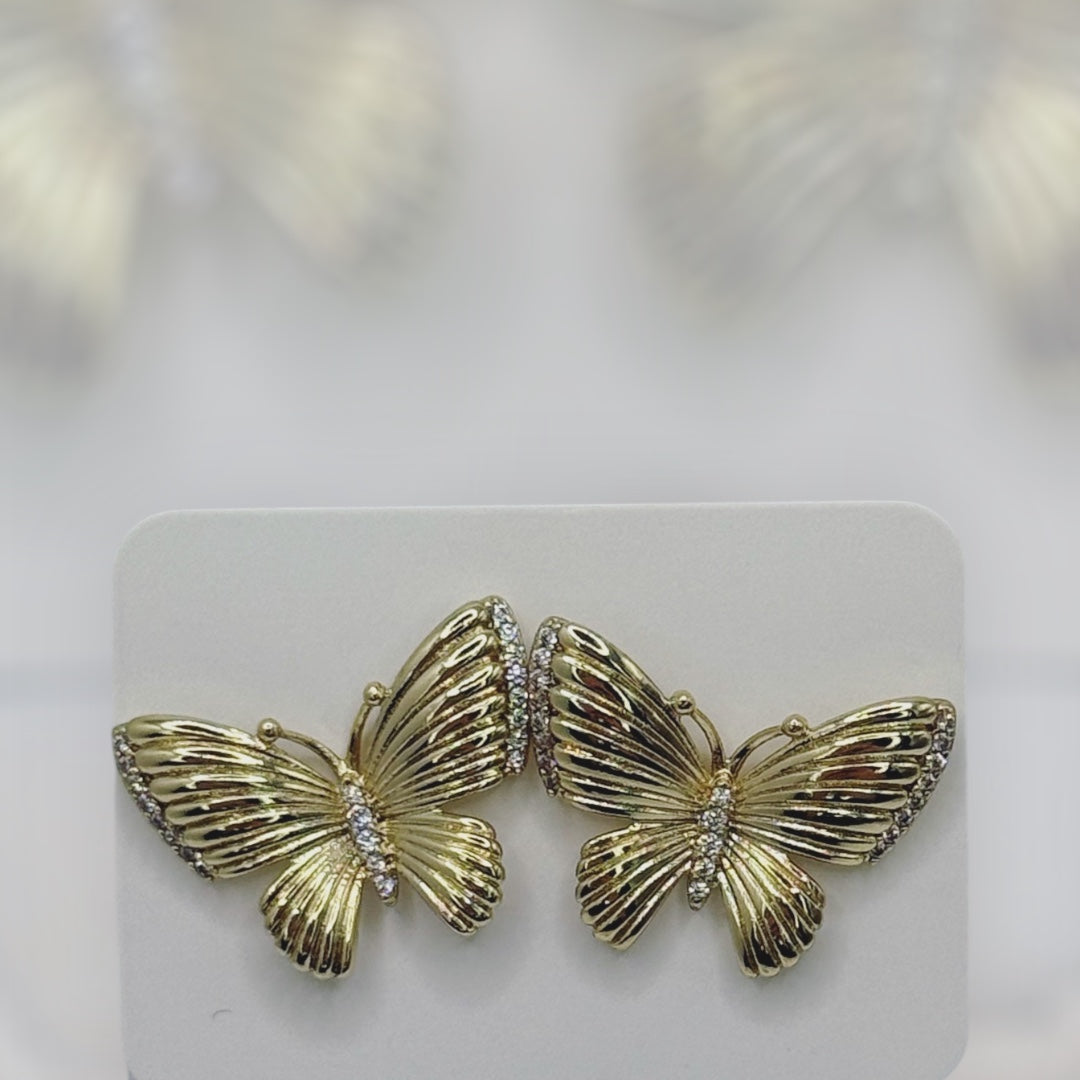 Aretes de mariposa laminada 14k