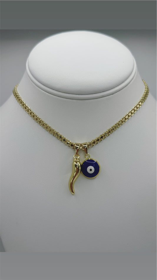 Collar de protección laminado 14k , cadena size 18