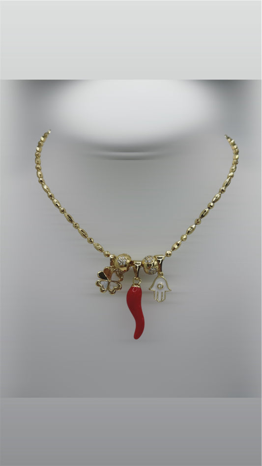 Collar de protección laminado 14k cadena size 17