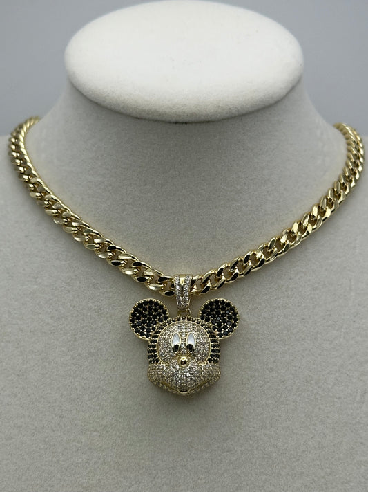 Dije plata 925 y cadena en oro laminado 14k size 18