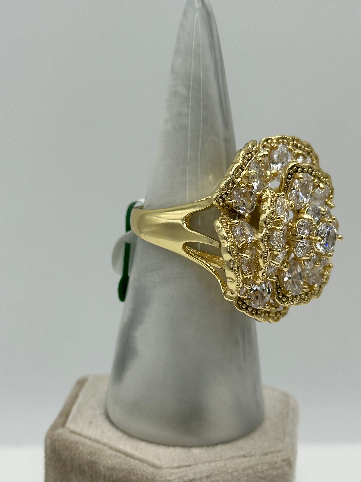 Anillo de rosa grande oro laminado 14k