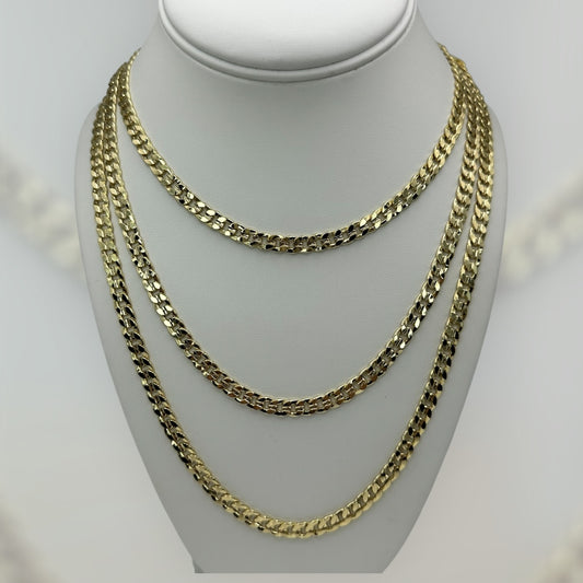 Cadena cubanas corte brillo, laminada 14k