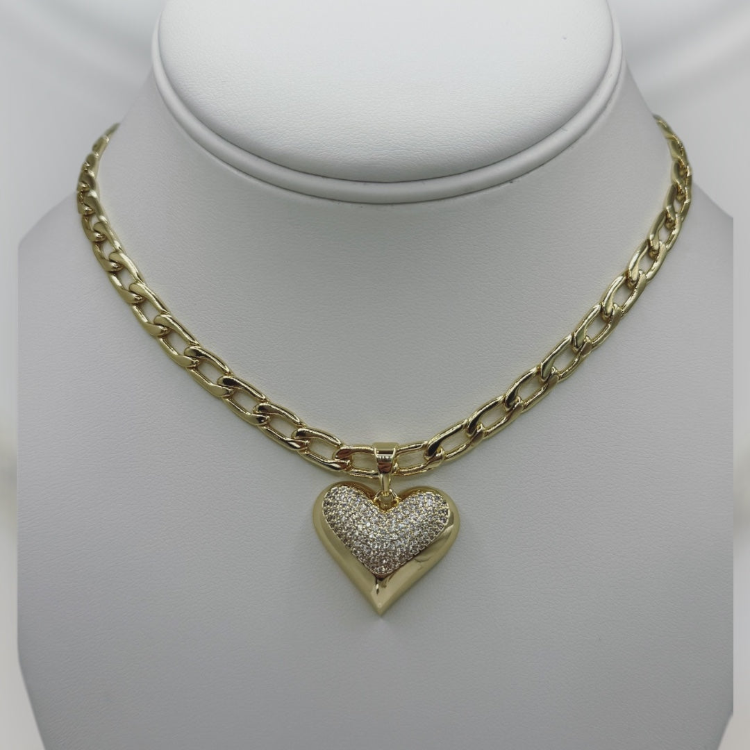 Cadena con corazón laminada 14k cadena size 18