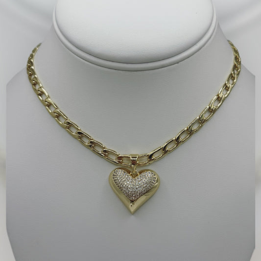 Cadena con corazón laminada 14k cadena size 18
