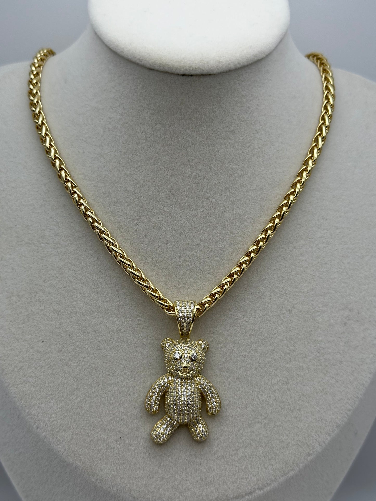 Cadena en oro laminado y oso en plata 925 laminado 14k