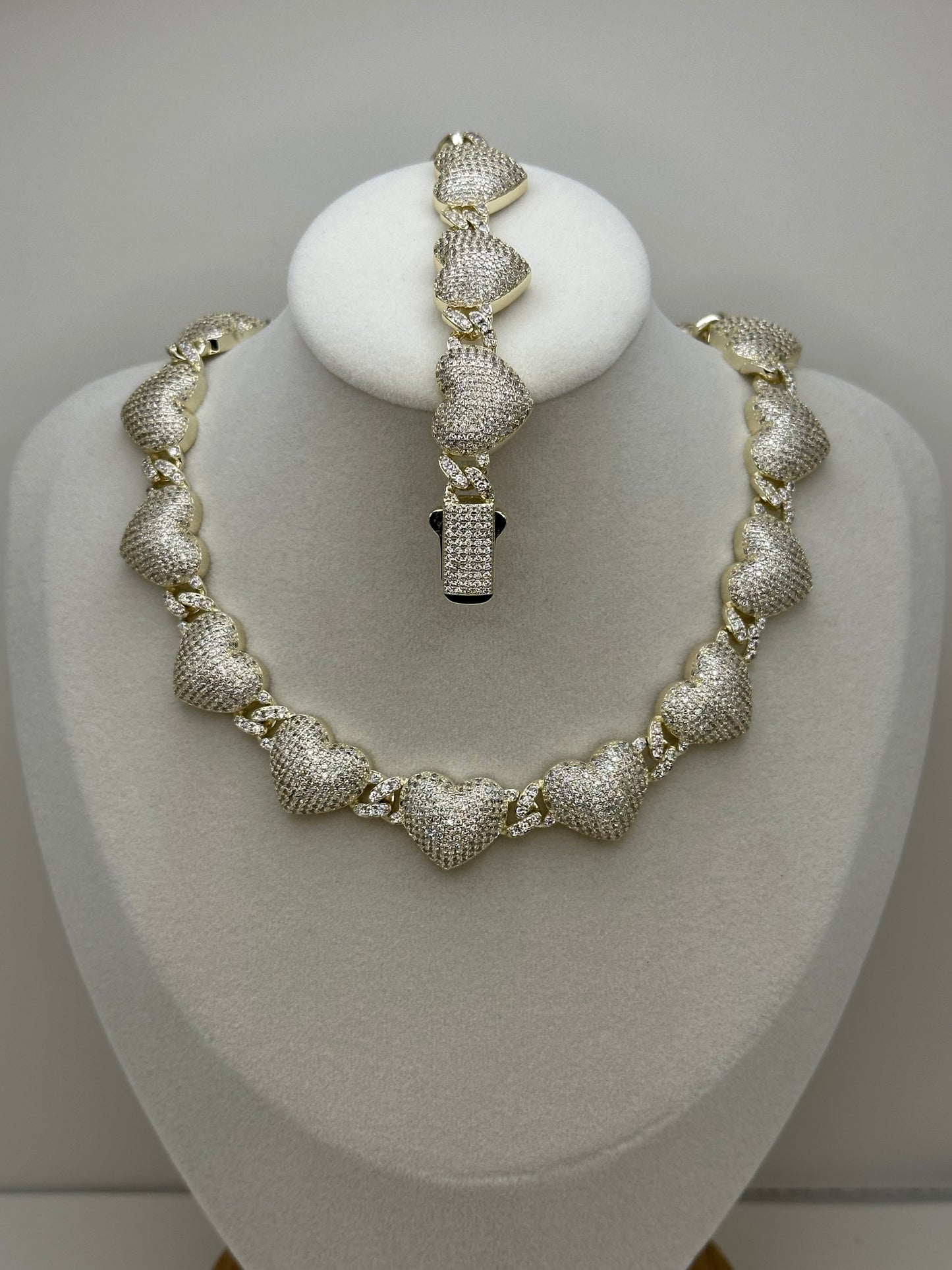 Set de corazón, Brass laminado en oro14k