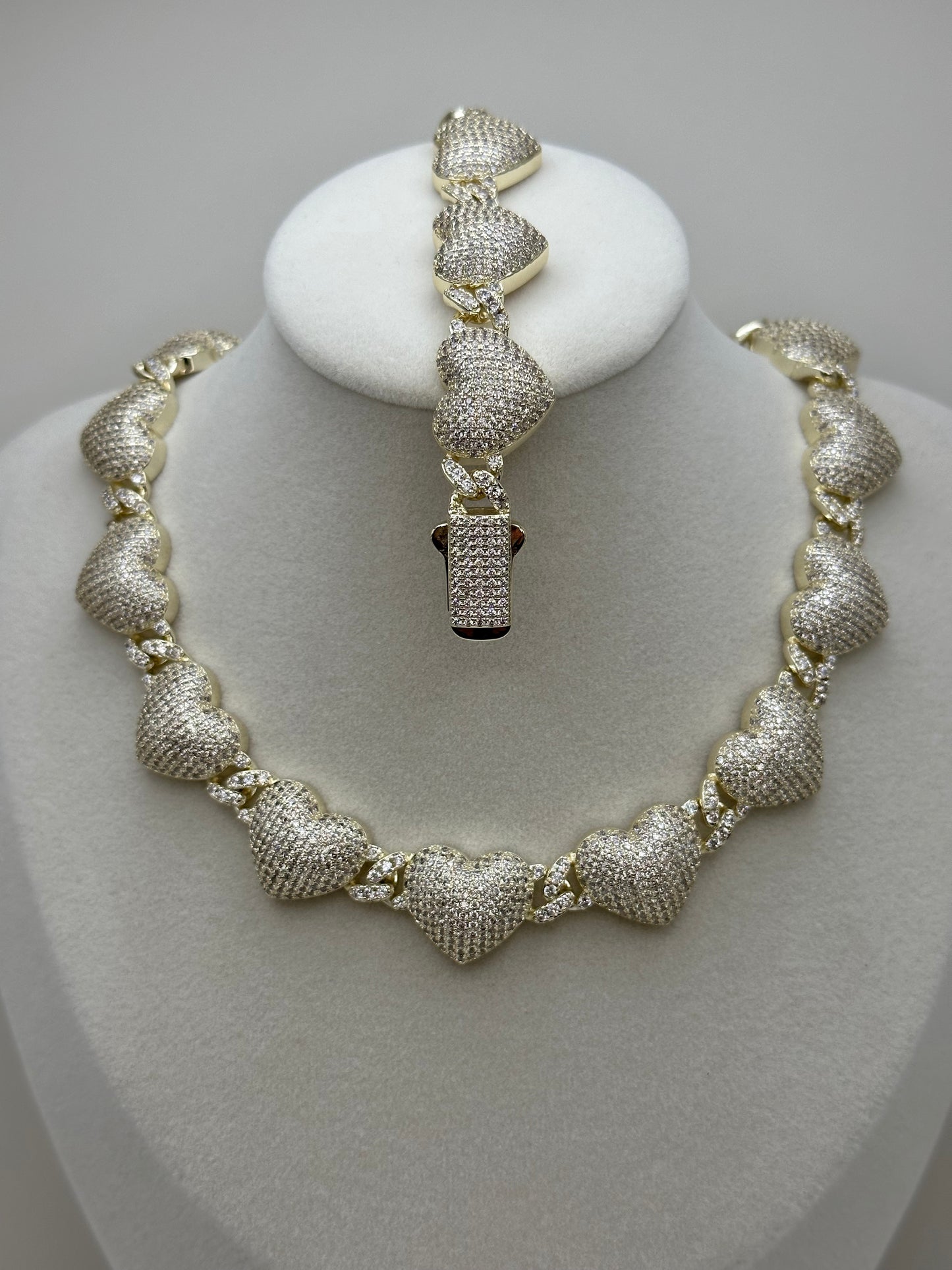 Set de corazón, Brass laminado en oro14k