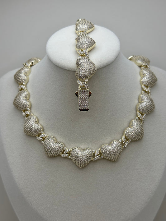 Set de corazón, Brass laminado en oro14k