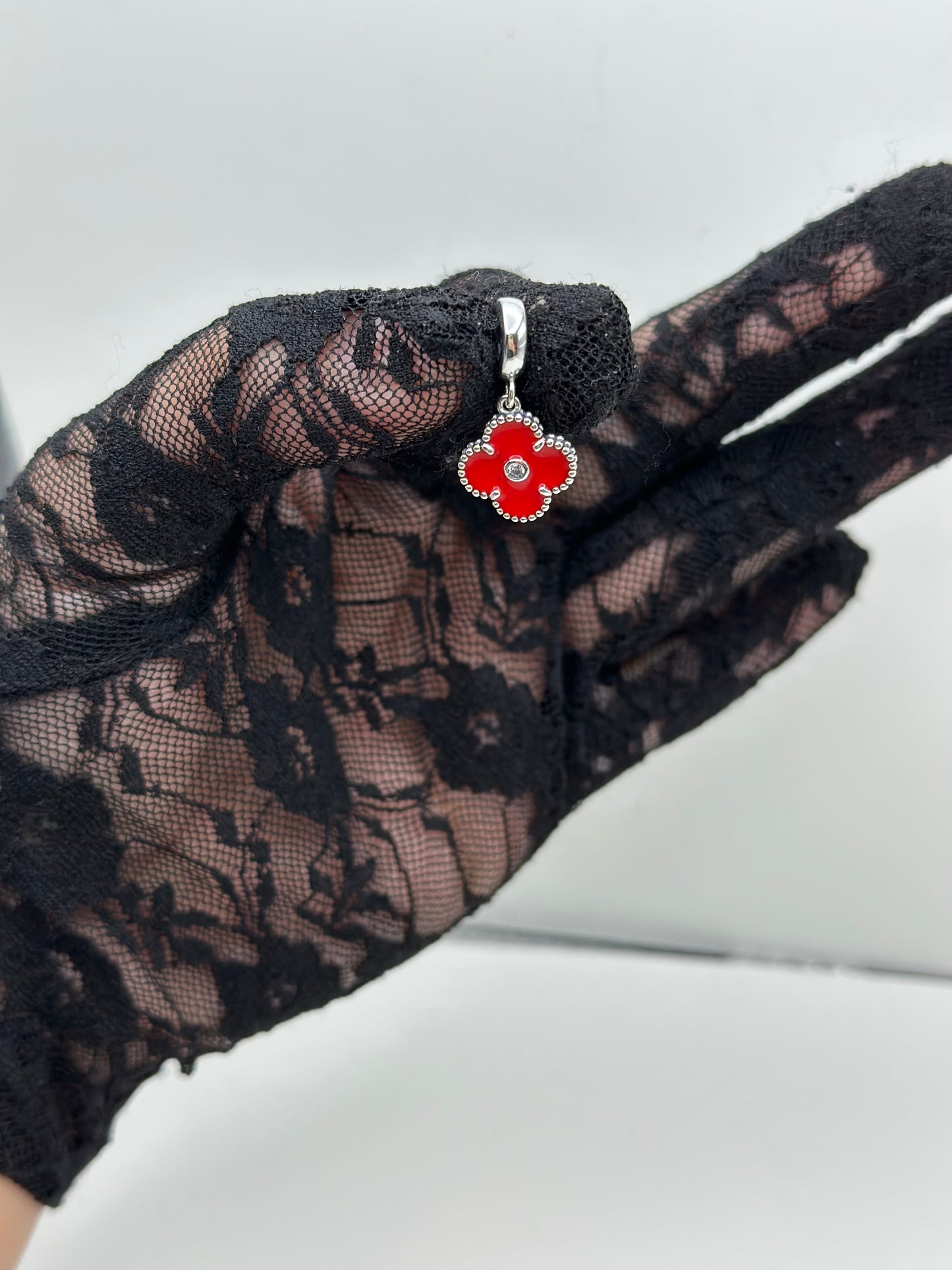 Charms de trébol rojo Plata 925